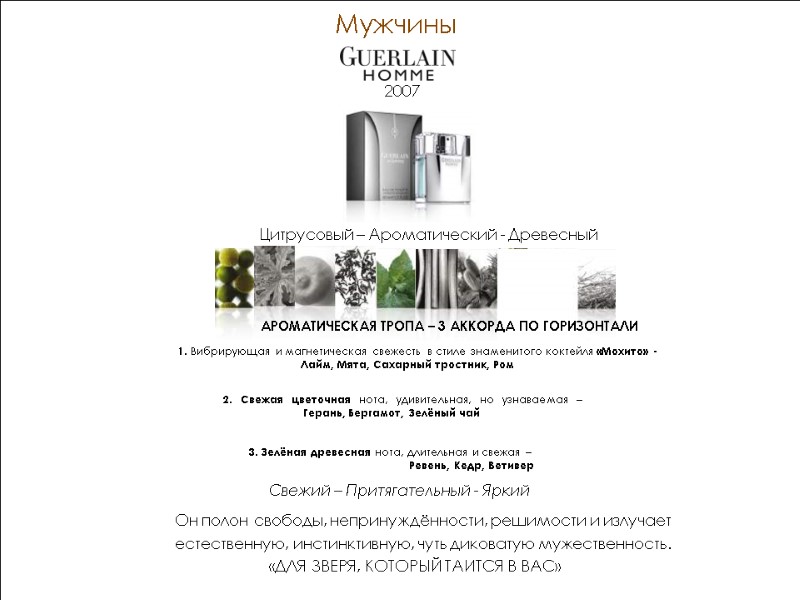 Мужчины  Цитрусовый – Ароматический - Древесный Свежий – Притягательный - Яркий АРОМАТИЧЕСКАЯ ТРОПА